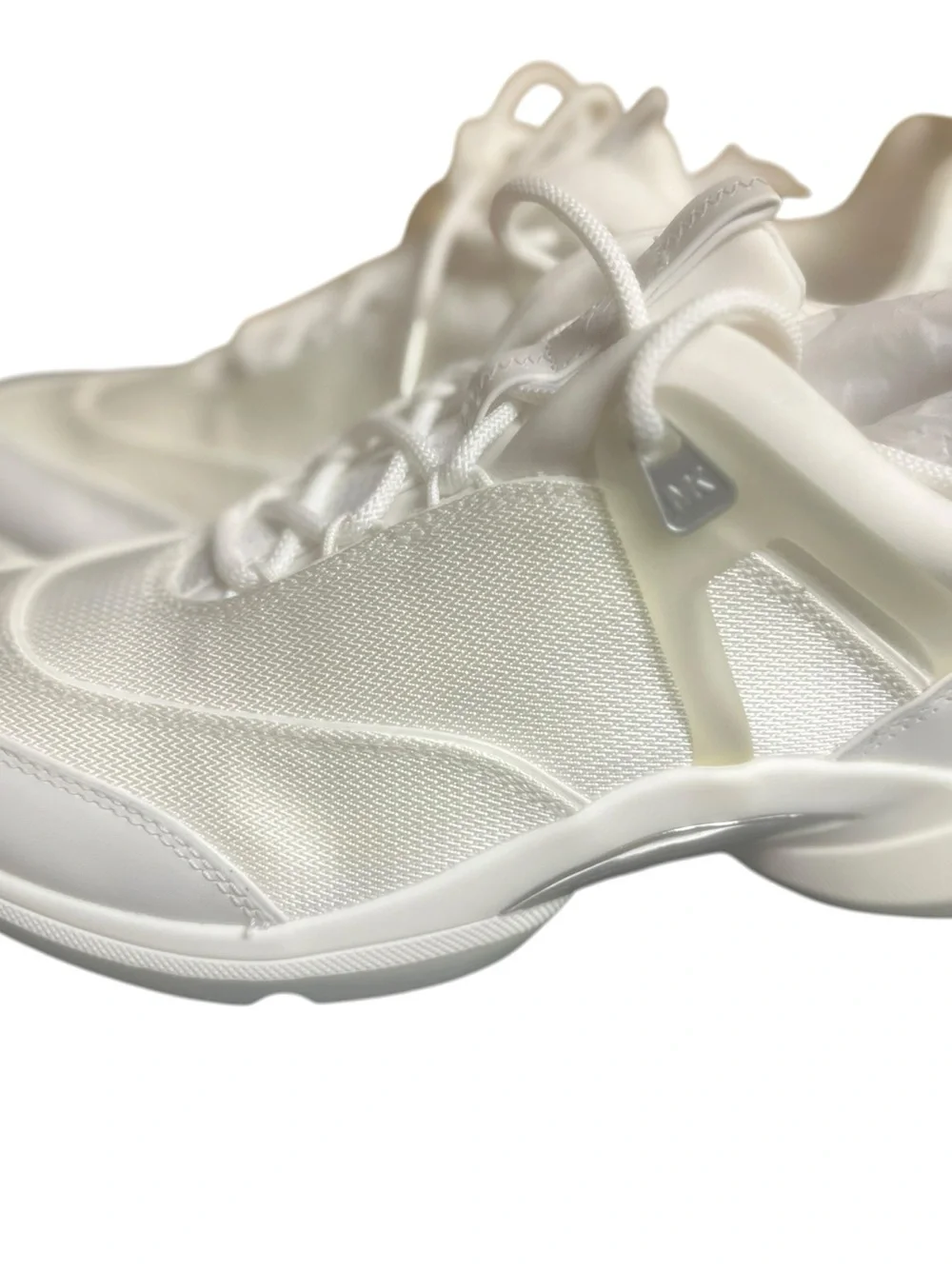 MICHAEL KORS Spark Trainer MK Logo Canvas US Sz 10 White